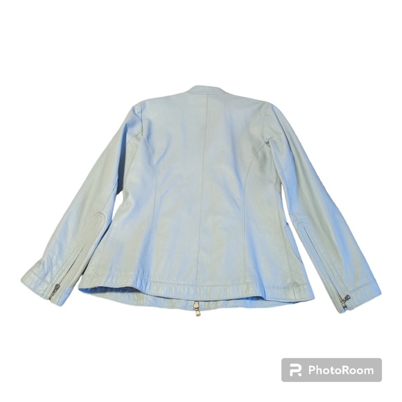 1973 Vintage Vera Pelle Sky Blue Leather Jacket - Medium/Large - Italian - Picture 2 of 16